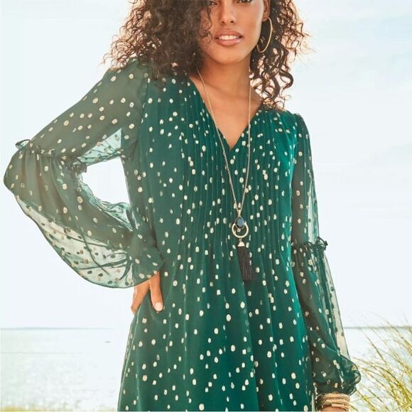 Lilly Pulitzer Cleme Silk Dress, Spruce Green - Picture 2 of 5